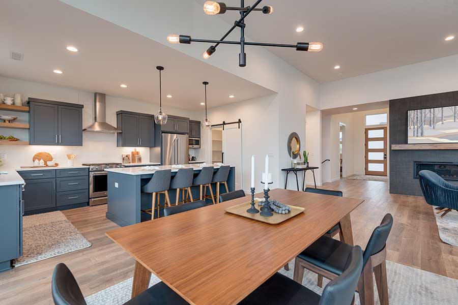 The Colby Custom Home Dining Room and Kitchen
