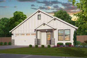 Rendering of the Farmhouse elevation of the Easton floor plan