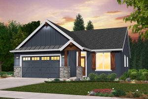 rendering of the Farmhouse elevation for the Lakeland II new home floor plan