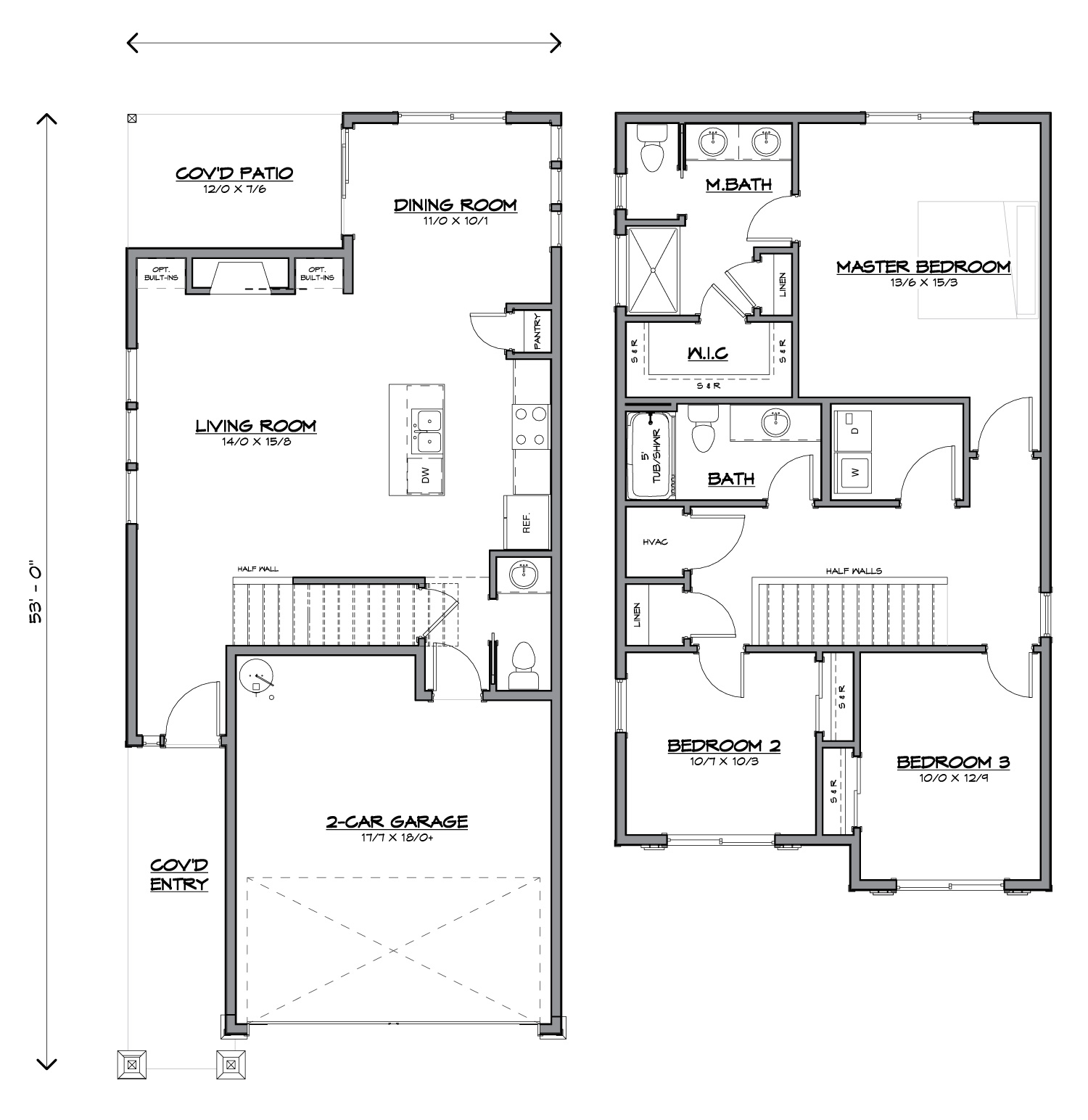 Two story floor plan for the Chandler new home