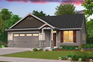 Rendering of Northwest elevation for Lakeland custom home floor plan design