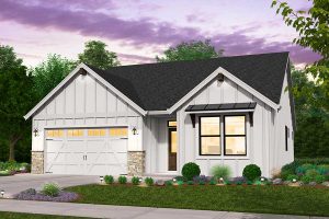 rendering of Farmhouse elevation for Plymouth custom home plan