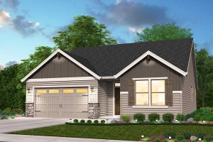 Rendering of Northwest elevation for Plymouth custom home plan