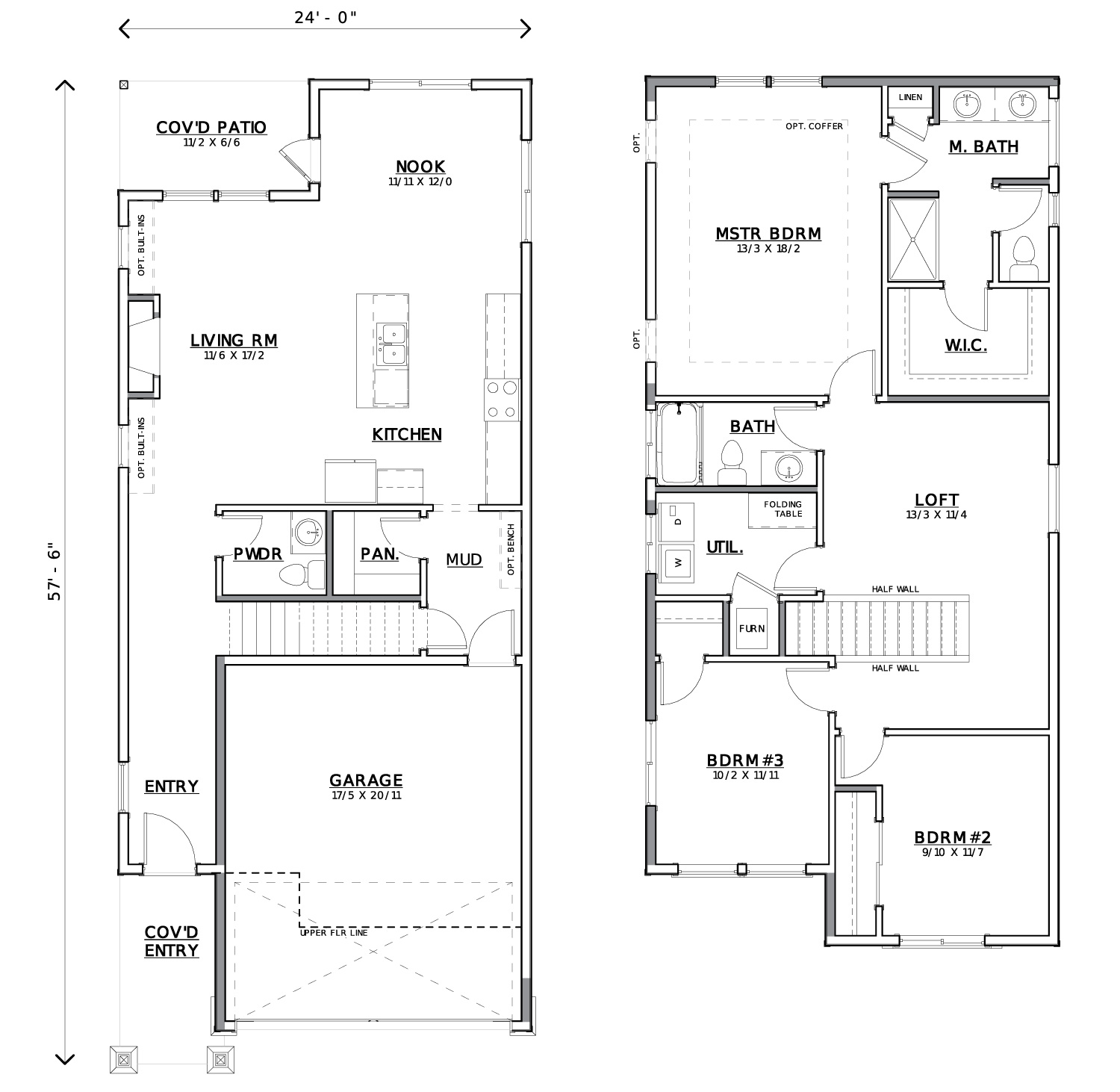Floor plan for Greenfield custom home plan