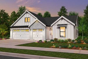 Rendering of Farmhouse elevation for Lexington 2 custom home plan