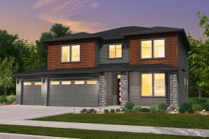 Rendering of Prairie elevation for Rockford custom home plan