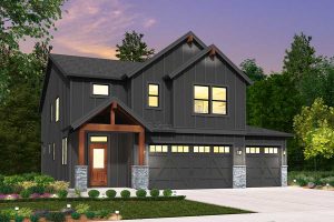 rendering of the Farmhouse elevation for the Trimont custom home plan