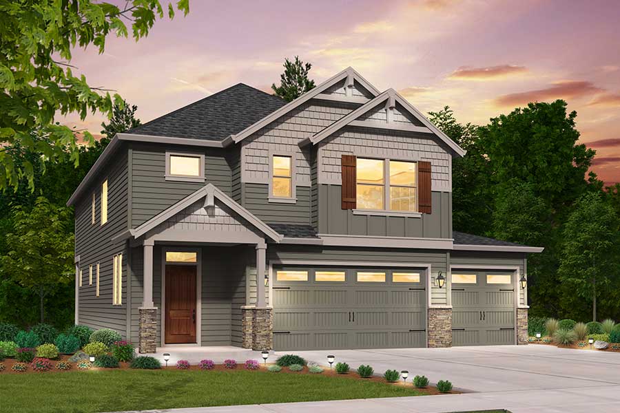 Rendering of the Northwest elevation for the Trimont custom home plan