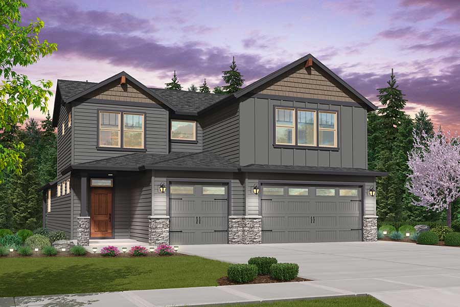 Rendering of the Northwest elevation for the Medina custom home plan