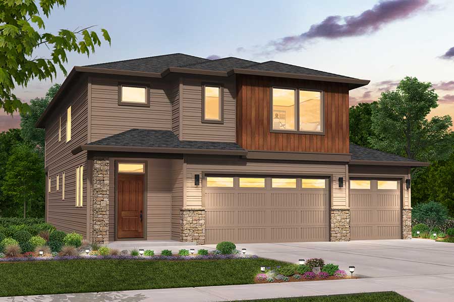 Rendering of Prairie elevation for Trimont custom home plan