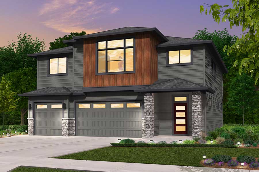 Rendering of the Prairie elevation for the Isabella custom home plan