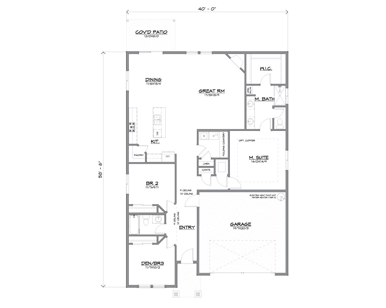 Floor plan for Stockton custom home plan