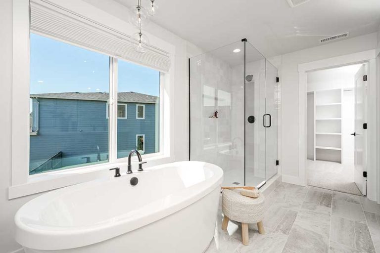 4225 N 12th Way, Ridgefield, WA 98642 | Generation Homes Northwest | Move-in Ready Home in Ridgefield, WA | primary bathroom luxury tub and shower